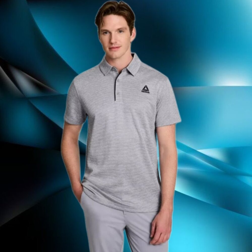 Reebok Men's Short Sleeves Performance Polo Shirt Sleet Heather Size 3XL